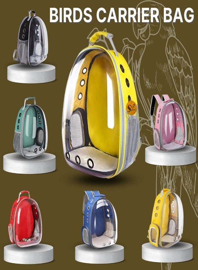 سايج سكوير حقيبة ظهر لحمل الطيور من سيج سكوير، حقيبة ظهر صغيرة لحمل الطيور الصغيرة والمتوسطة، حقيبة ظهر شفافة جيدة التهوية لحمل الحيوانات الأليفة والطيور أثناء المشي لمسافات طويلة (أصفر) - Image 4